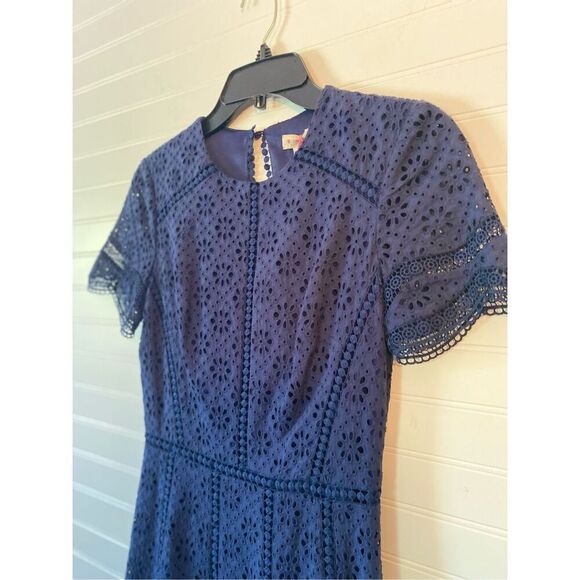 Cremieux Floral Embroidered Eyelet Cotton Navy Dress NWT Size 0 - Picture 2 of 8